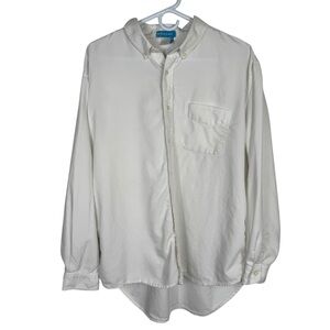 Fresh Produce White Relaxed Fit Cotton Button Down, Size XL